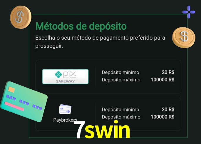 O cassino 7swin oferece uma grande variedade de métodos de pagamento